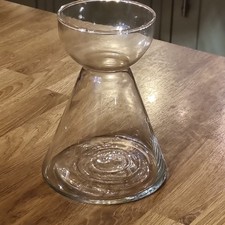 Vintage Glass Hyacinth Vase with Conical Base Clear - Hand made -Bulb Forcing