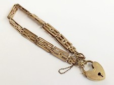 Antique Rolled Gold Fancy Gate Padlock Bracelet Circa 1900 18.7g