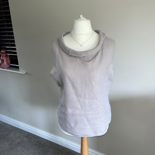 Ladies beige 100 linen cowl - beige,