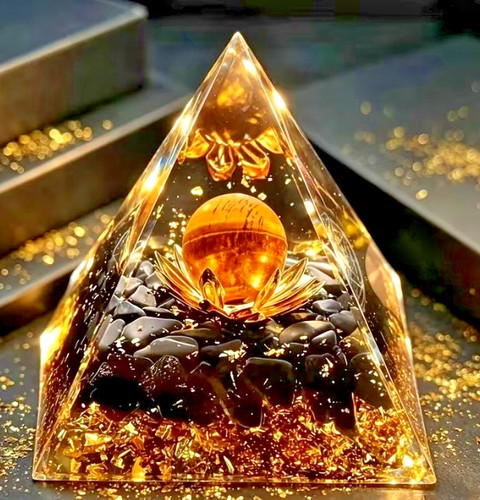 Black golden crystal - crystal, pyramid