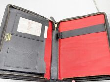 VINTAGE / ANTIQUE BLACK REAL LEATHER DIARY FOLDER ORGANISER