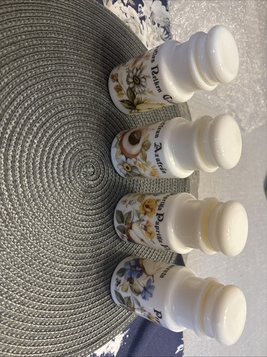 Vintage milk glass spice jars - spice,