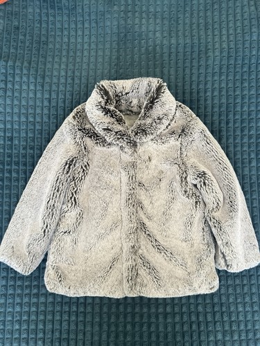 Girls grey fluffy fur coat - tu,