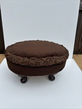 Vintage Small Brown Velvet Footstool.
