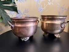 Two Vintage Brass Footed