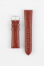 Hirsch CROCOGRAIN Crocodile Embossed Leather Watch Strap in GOLD BROWN