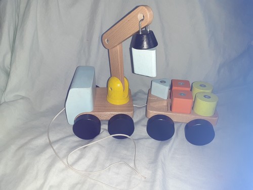 Wooden toy crane - toy, truck