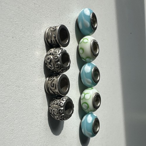 9pc large hole charm beads - large,