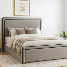 Piping Bed Frame Plush Velvet