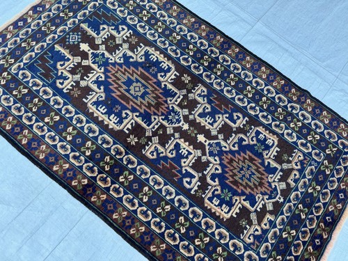 Blue afghan vintage - blue,