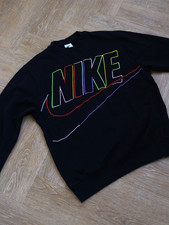 Nike Black Rainbow Logo Jumper Sweatshirt Small