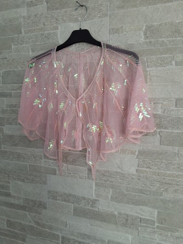 Ladies pink sequin lace bolero - pink,