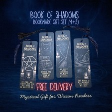 Book of Shadows Bookmark Set • Gothic Witchy Wicca Gift • 4 + 2 Free Gifts • UK