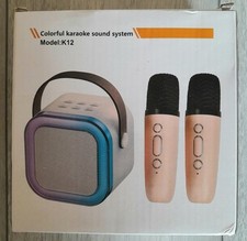 BNIB Portable Pink Karaoke Machine 2 Microphones Bluetooth