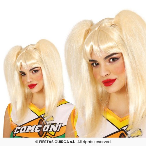 Blonde pigtail wig - blonde,