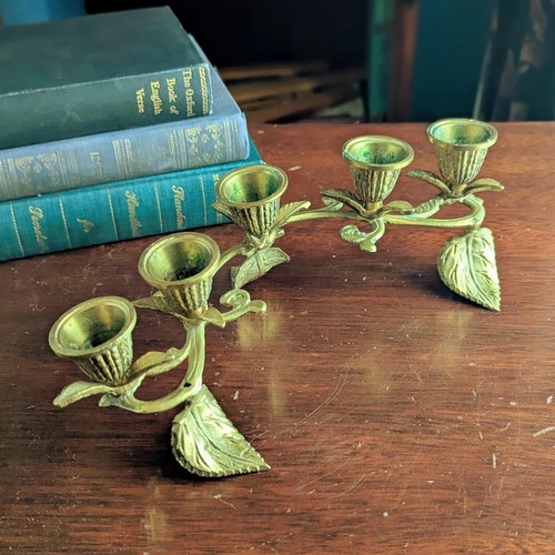 Vintage brass taper candle - taper,