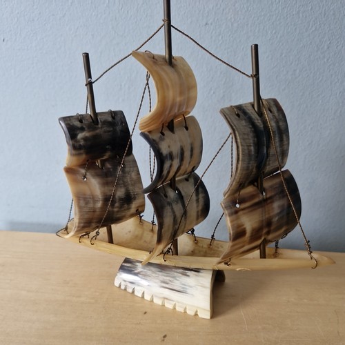 Vintage cow horn sailing ship - vintage,