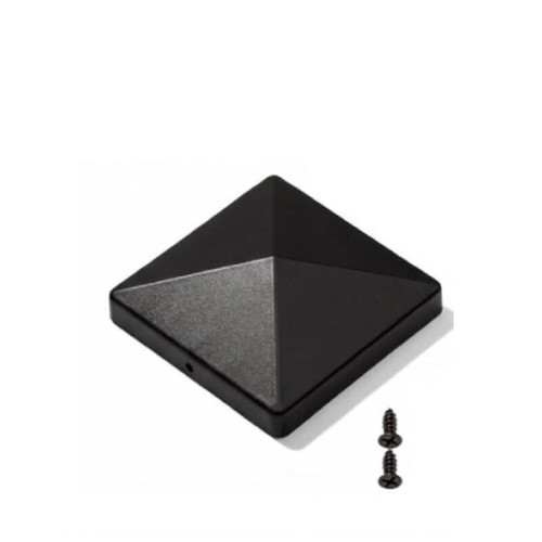Black pyramid fence post caps - black,