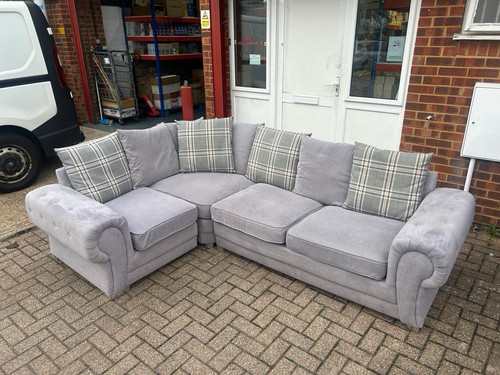 Grey shape corner sofa - l-shape, bed