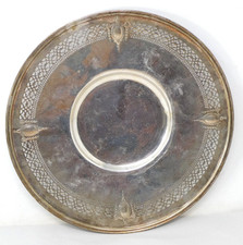 Circular Pierced Rim Tray Silver Plated Classical Sheffield Repro Design 26cm