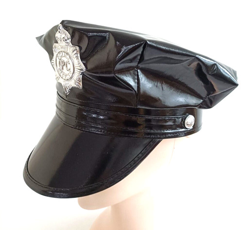 Leather look police - leather, hat