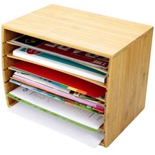 Bamboo Desktop File Sorter A4 Paper Document Organiser Storage Holder Box