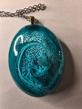 Handmade Turquoise Resin Pendant Necklace Ocean Wave Jewellery Beach Gift Idea