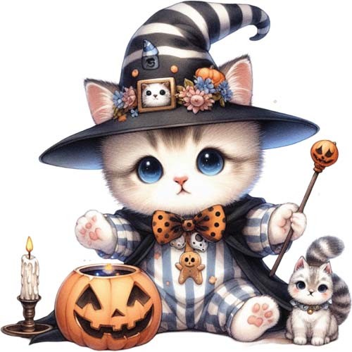 Halloween baby magic cat - baby,