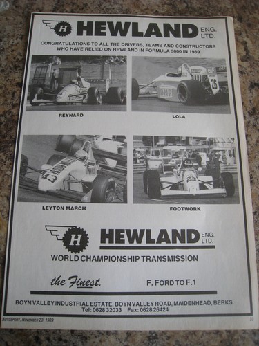Hewland eng ltd - hewland, reynard