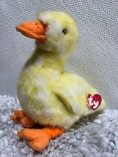Ty Classic QUACKIE Duck Yellow with White Spots Soft Fuzzy Plush With Tags