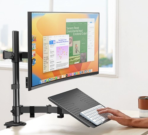 Monitor arm with laptop tray - with,