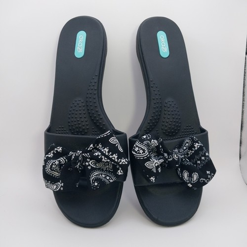 Oka black slide sandals - b,