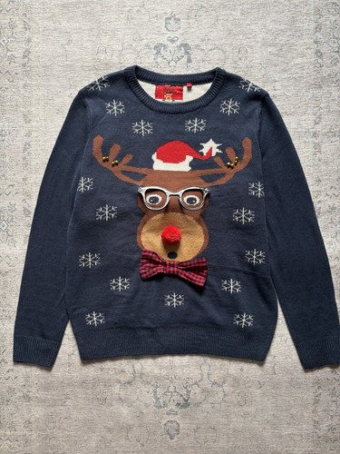 Christmas navy reindeer jumper - christmas,