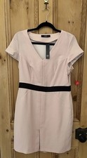 NEW TAGS HOLLY WILLOUGHBY grey Pink DRESS size 14 sleeves work Smart wedding