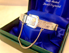 Sterling Silver Buckle Bangle Vintage 1977 Excalibur Bracelet Original Box 7" L