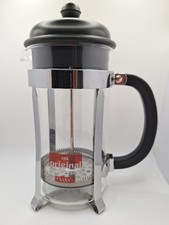 Stainless Steel Bodum Cafetiere French Press With Black Plastic Handle and Lid