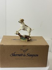 Sherratt & Simpson 55164 Jack Russell Dog Standing On Log Figurine Boxed