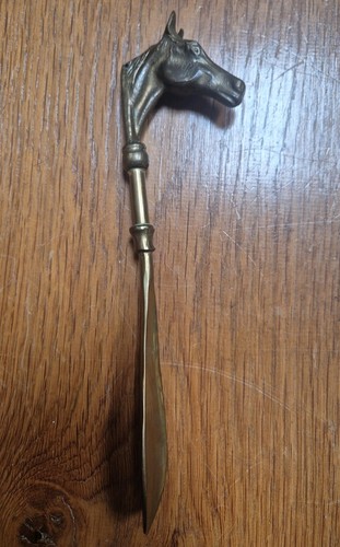 Vintage brass horse head shoe - brass,