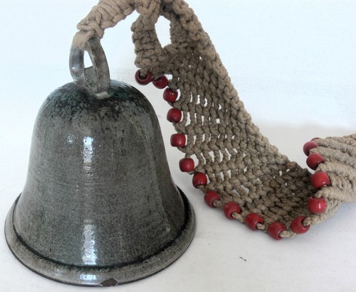 Bell ceramic on beaded - bell,, ceramic,