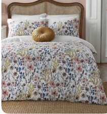 Laura Ashley @ M&S Super King  Duvet Cover Set Aspden Floral Ochre Cotton New