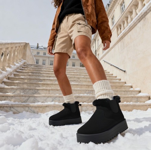 Trend black faux suede and - black,