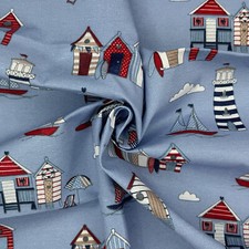 Canvas Fabric - Beach Huts