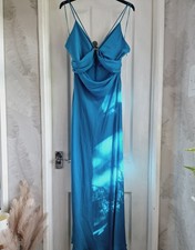 Zara Blue Long Cut Out Satin