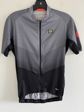 Ale Full Zip Cycling Jersey Top T Shirt Size M Made In Italy Pockets Grey Black