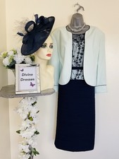 Mother of Bride Groom Condici Size 22 Mint & Navy Dress Jacket & Hatinator