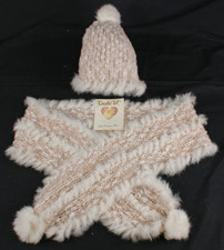 Hat Scarf Couche Tot Designer POM POM Girl Knitted Faux Fur Sparkle 