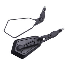 10mm Universal Motorcycle Rear Side Rearview Wing Mirrors Folding Black Polygon