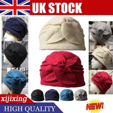 UK-Flower Cloche Hat Soft Warm