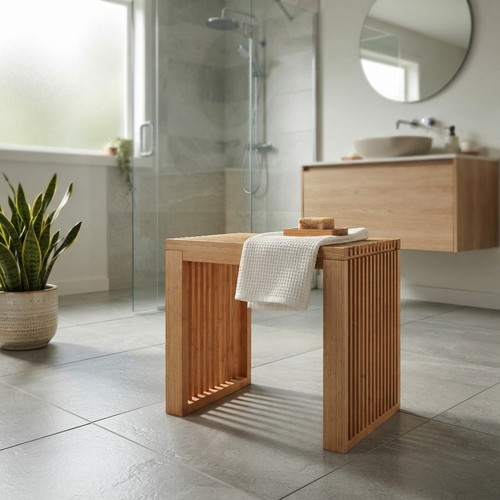 Bamboo bench wooden seat - wooden,