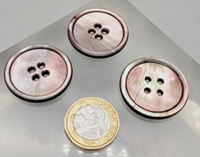 3 Vintage Dark Rainbow Mother of Pearl Abalone Shell Buttons 30mm Sewing Crafts